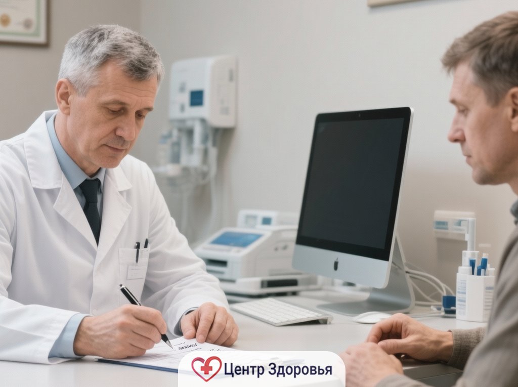 Врач оформляет рецепт на медикаментозное лечение зависимости